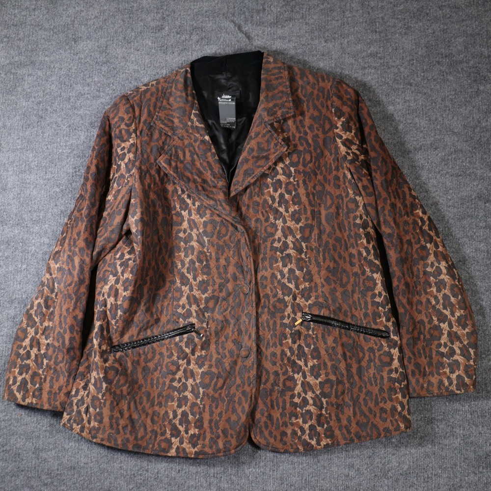 Leopard Cheetah Quilted Lined Soft Snap Jacket Coat Mob Wife Glam Shacket Sz XL